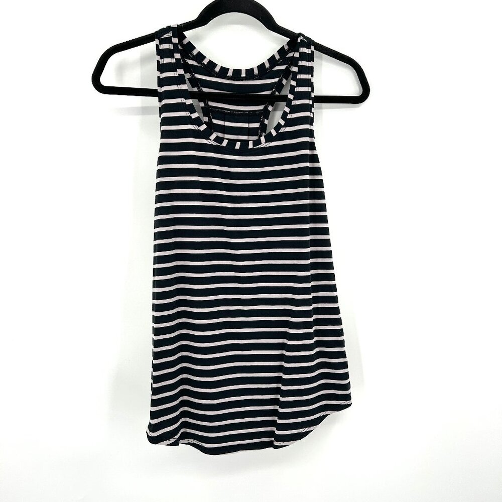 lululemon athletica Navy and White Striped Tank Top